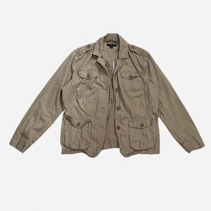 Khaki button up utility jacket
